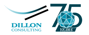 Dillon consulting 75year anniversary logo
